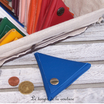 Cuir - porte monnaie triangle - bleu - 02