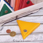 Cuir - porte monnaie triangle - jaune - 01
