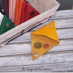 Cuir - porte monnaie triangle - jaune - 02