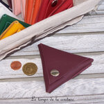Cuir - Porte monnaie triangle - grenat - 01