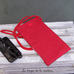 Pochette - telephone - rouge souris rouge et beige 02