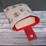 Protège livre - pochette cuir beige rouge souris 05