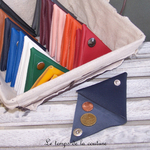 Cuir - Porte monnaie triangle - bleu marine - 02