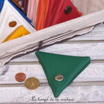 Cuir - porte monnaie triangle - vert - 01
