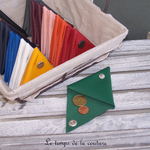 Cuir - porte monnaie triangle - vert - 02