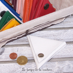 Cuir - Porte monnaie triangle - blanc - 01
