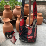 Sac - boho petit - gris antharcite rouge taupe noir - 01