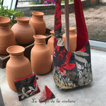 Sac - boho petit - gris antharcite rouge taupe noir - 06