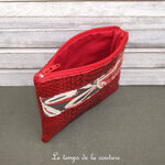 Pochette - droite - zippé - rouge simili croco fleur gris taupe beige 02