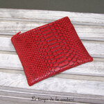 Pochette - droite - zippé - rouge simili croco fleur gris taupe beige 06