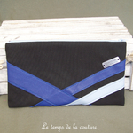 Cuir - pochette trousse - noir bleu - 01