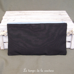 Cuir - pochette trousse - noir bleu - 02