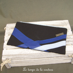 Cuir - pochette trousse - noir bleu - 04