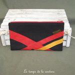Cuir - pochette trousse - noir rouge jaune orange - 01