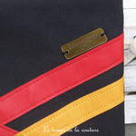 Cuir - pochette trousse - noir rouge jaune orange - 02