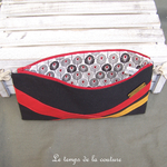 Cuir - pochette trousse - noir rouge jaune orange - 04