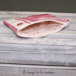 Pochette - droite - zippé - rose framboise écru rayure coeur - 04