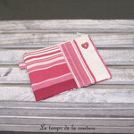 Pochette - droite - zippé - rose framboise écru rayure coeur - 06