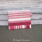 Pochette - droite - zippé - rose framboise écru rayure coeur - 02