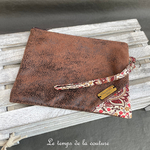 Pochette - droite - zippé - marron simili écru orange marron 01