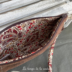 Pochette - droite - zippé - marron simili écru orange marron 02