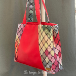 Cuir - Sac trapeze - rouge et multicolore - 01