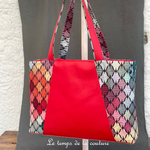 Cuir - Sac trapeze - rouge et multicolore - 03