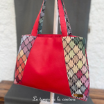Cuir - Sac trapeze - rouge et multicolore - 04