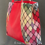 Cuir - Sac trapeze - rouge et multicolore - 11