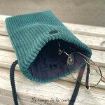 Pochette - telephone - vert noir velours 02