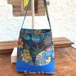 Cuir - Sac boheme - bleu fleur de lotus - 07