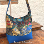 Cuir - Sac boheme - bleu fleur de lotus - 11