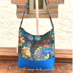 Cuir - Sac boheme - bleu fleur de lotus - 15