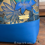 Cuir - Sac boheme - bleu fleur de lotus - 18