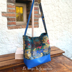 Cuir - Sac boheme - bleu fleur de lotus - 20