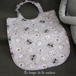 Enfant - bavoir double - blanc motif raton laveur lapin gris noir moutarde 03
