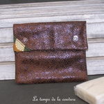 Sdb - pochette savon -  simili marron eventail kaki 02