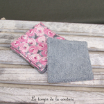 Sdb - lingette bambou grise - rose gris fleur 01