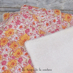 Sdb - lingette bambou écru - Orange blanc rose fleur 03