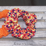 Sdb - Chouchou - orange multicolore geometrique 02