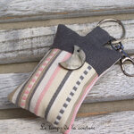 Porte clé - gris rayure ecru rose gris lune 03