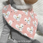 Enfant - bavoir bandana - rose imp petite souris - 04