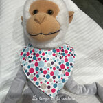 Enfant - bavoir bandana - blanc bulle rose turquoise violet - 01