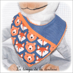 Enfant - bavoir bandana - bleu imp renard dia10 - GFC