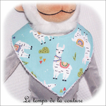 Enfant - bavoir bandana - bleu vert d'eau imp lama01 - GFC