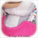Enfant - bavoir double - rose et motif oiseau02 - GFC