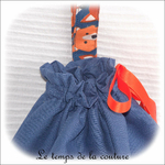 Sac - pochon - bleu orange imp renard ours03 - GFC