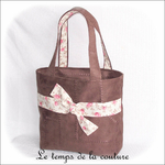 Sac - cabas non zippe - marron simili ecru rose01 - GFC