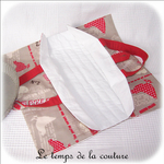 Cuisine - Sac - tarte - beige rouge taupe imprimé poule et oeuf03 - GFC