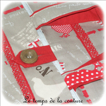 Cuisine - Sac - tarte - beige rouge taupe imprimé poule et oeuf04 - GFC